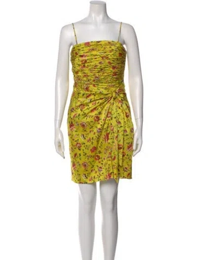 Pre-owned Cinq À Sept Floral Print Mini Dress In Yellow