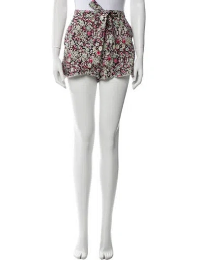 Pre-owned Cinq À Sept Floral Print Mini Shorts In Black
