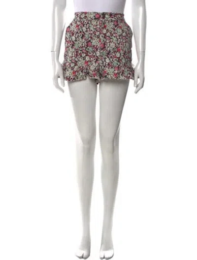 Pre-owned Cinq À Sept Floral Print Mini Shorts In Black