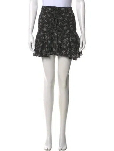 Pre-owned Cinq À Sept Floral Print Mini Skirt In Black