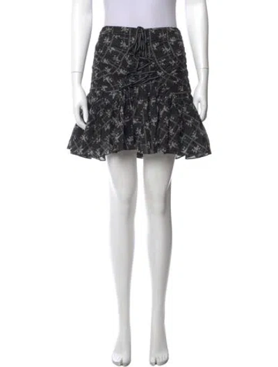 Pre-owned Cinq À Sept Floral Print Mini Skirt In Black