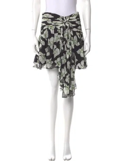 Pre-owned Cinq À Sept Floral Print Mini Skirt In Black