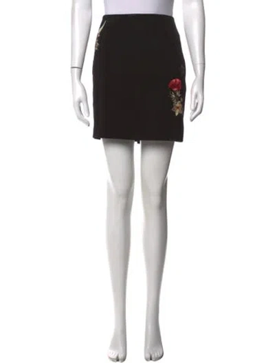 Pre-owned Cinq À Sept Floral Print Mini Skirt In Black