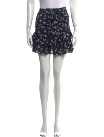 Pre-owned Cinq À Sept Floral Print Mini Skirt In Blue