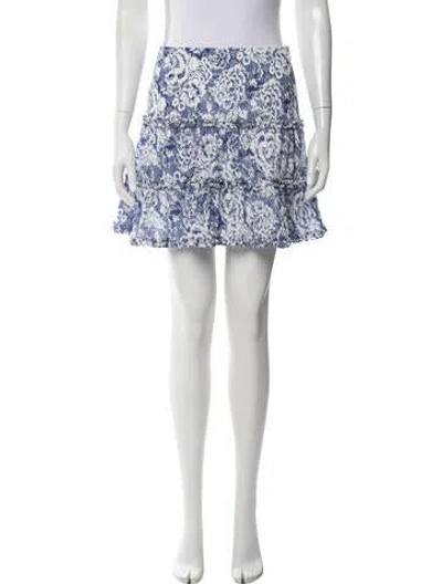 Pre-owned Cinq À Sept Floral Print Mini Skirt In Blue