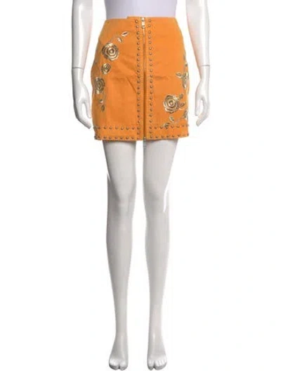 Pre-owned Cinq À Sept Floral Print Mini Skirt In Orange