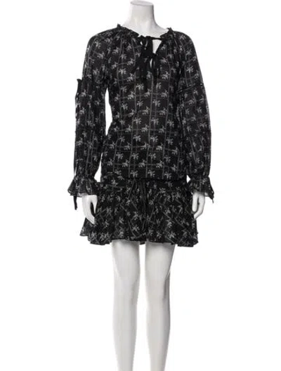 Pre-owned Cinq À Sept Floral Print Ruffle Embellishment Skirt Set In Black