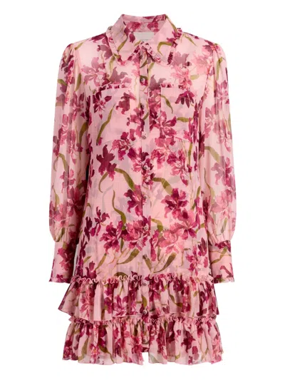 CINQ À SEPT FLORAL-PRINT RUFFLED DRESS