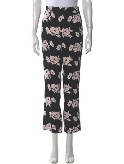 Pre-owned Cinq À Sept Floral Print Straight Leg Pants In Gray