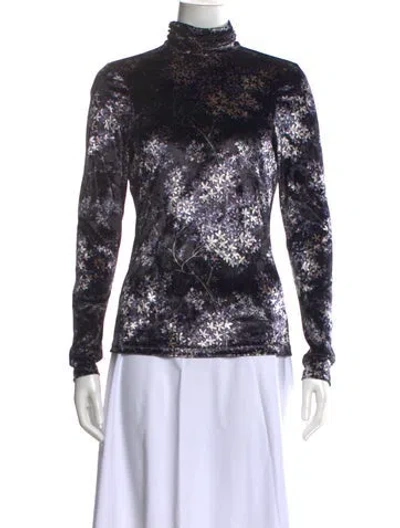 Pre-owned Cinq À Sept Floral Print Turtleneck Top In Purple