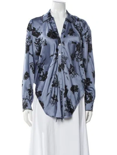 Pre-owned Cinq À Sept Floral Print V-neck Blouse In Multi