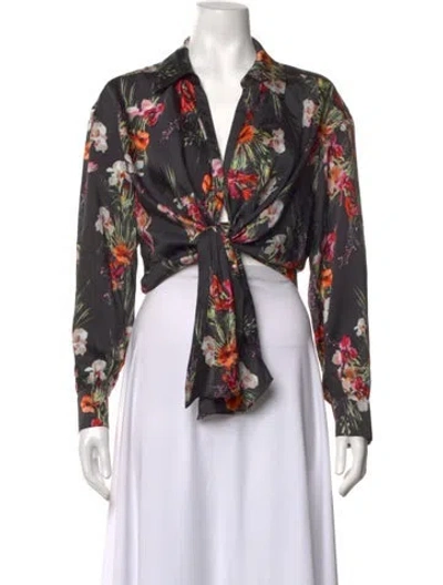 Pre-owned Cinq À Sept Floral Print V-neck Blouse W/ Tags In Multicolor