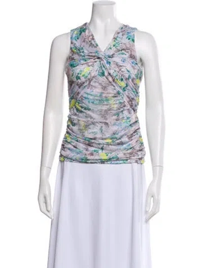 Pre-owned Cinq À Sept Floral Print V-neck Top In Multi