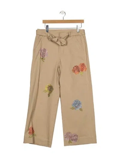 Pre-owned Cinq À Sept Floral Print Wide Leg Pants W/ Tags In Neutral