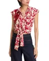 Cinq À Sept Cinq A Sept Floral Ribbons Marianna Sleeveless Blouse In Red