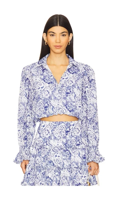 Cinq À Sept Floral Zendaya Top In Blue