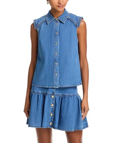 Cinq À Sept Cinq A Sept Florance Ruffled Trim Top In Brown