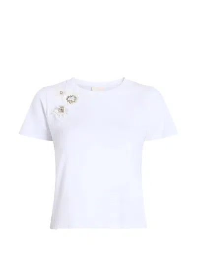 Cinq À Sept Flower-appliqué T-shirt In White