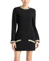 Cinq À Sept Adi Floral Embellished Long Sleeve Minidress In Black