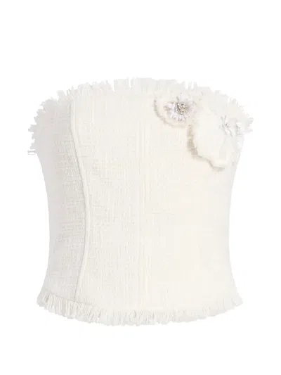 Cinq À Sept Flower Frilled Henriette Top In White