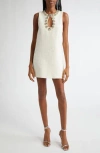 Cinq À Sept Franchelle Crystal Embellished Tweed Minidress In White