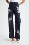 Cinq À Sept Cinq A Sept Heatset Roses Francine High Rise Jeans In Indigo In Indigo