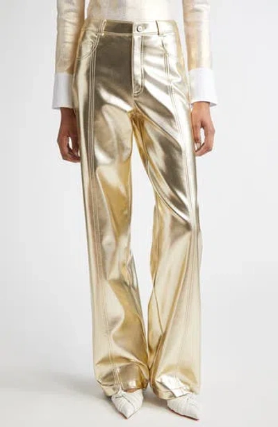 Cinq À Sept Francine High Waist Metallic Faux Leather Wide Leg Pants