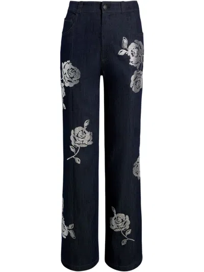 Cinq À Sept Cinq A Sept Heatset Roses Francine High Rise Jeans In Indigo