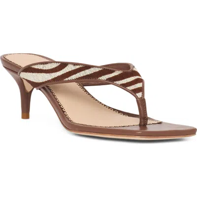 Cinq À Sept Frankie Zebra Print Calf Hair Thong Sandal In Brown