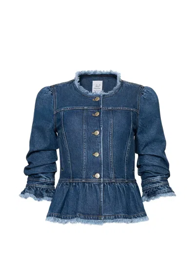 Cinq À Sept Frieda Peplum Denim Jacket In Blue