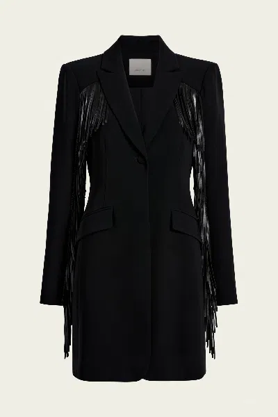 Cinq À Sept Joelette Fringed Mini Blazer Dress In Black