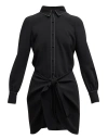 Cinq À Sept Gaby Tie Waist Long Sleeve Shirtdress In Black