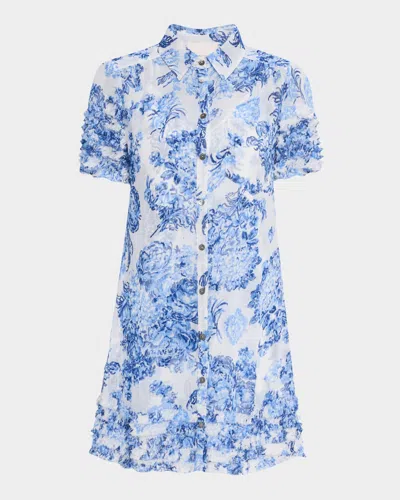 Cinq À Sept Galea Button-front Costal Bouquet Mini Dress