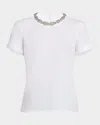 Cinq À Sept Garden Bree Crystal Short-sleeve T-shirt In White