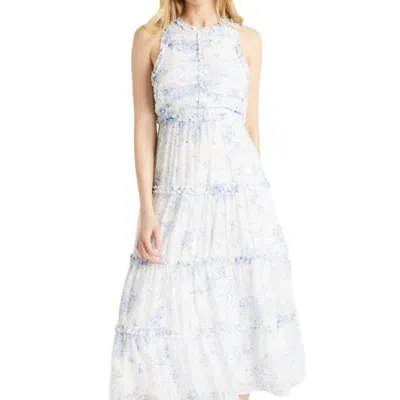 Cinq À Sept Garden Dress In White/blue