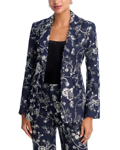 Cinq À Sept Cinq A Sept Garden Embroidered Denim Cheyenne Blazer In Blue