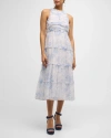 Cinq À Sept Garden Toile Jude Sleeveless Midi Dress In White Blue