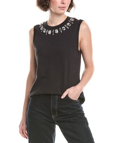 Cinq À Sept Gem Neckline Blaine T-shirt In Black