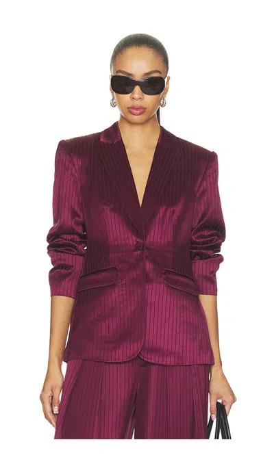 Cinq À Sept Georgia Satin Stripe Cheyenne Blazer In Burgundy