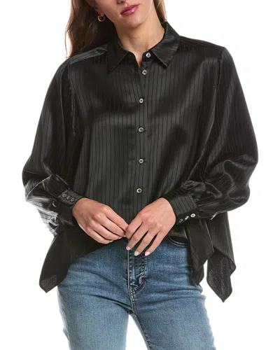 Cinq À Sept Georgia Satin Stripe Gasira Top In Animal Print