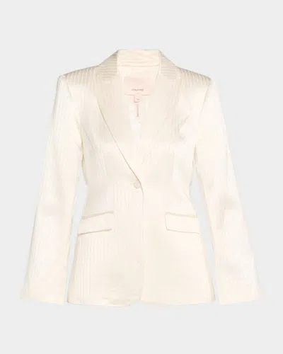 Cinq À Sept Georgia Stripe Satin Blazer In White