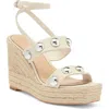 Cinq À Sept Georgia Studded Espadrille Ankle Strap Platform Wedge Sandal In Pearl