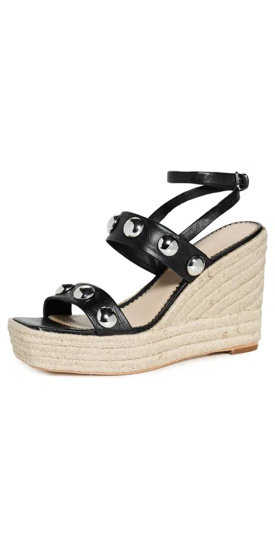 Cinq À Sept Georgia Studded Wedge Espadrilles Black
