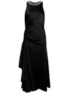 Cinq À Sept Georgie Pearl-trim Draped Midi Dress In Black