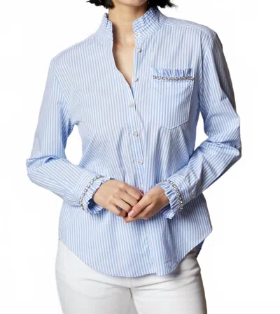 Cinq À Sept Gerda Stripe Blouse In Blue/white