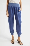 Cinq À Sept Tous Les Jours Giles Satin Jogger Pants In Indigo