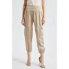 Cinq À Sept Giles Cupro Crop Cargo Joggers In Khaki