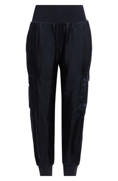 Cinq À Sept Giles Cupro Crop Cargo Joggers In Navy