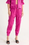 Cinq À Sept Giles Cupro Crop Cargo Joggers In Pink