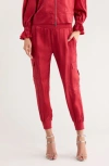 Cinq À Sept Giles Cupro Crop Cargo Joggers In Red